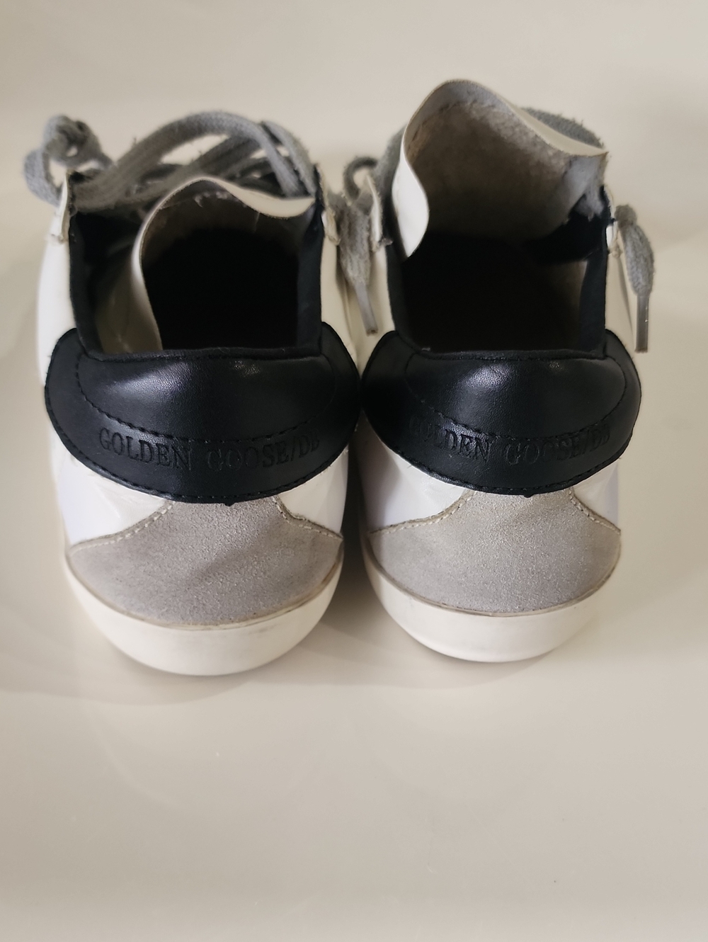 Golden Goose White Leather Sneakers with Gray Star Accent - Picture 4 of 15